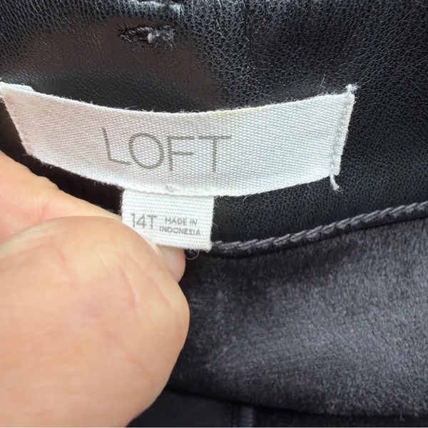 LOFT Faux Leather Wide Leg Pants Women’s 14 Tall High Rise Black Vegan 782131 - Image 5
