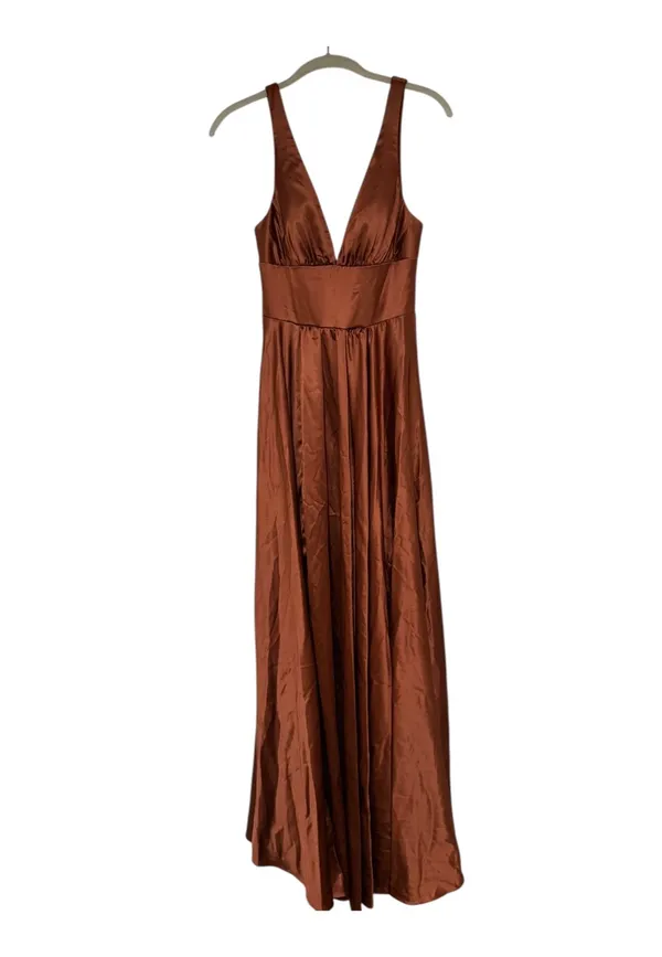 Cinderella Sienna Prom Dress V Neck Long Satin With Slit Formal Evening Sz(6) - Image 5