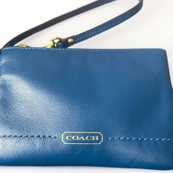 Coach Blue Leather Wristlet - Image 5