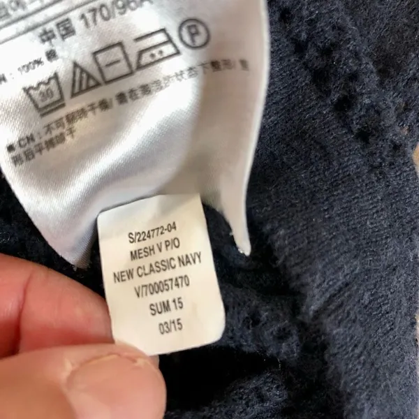 Gap Women’s Classic Mesh Navy Long Sleeve V-neck Pullover Size Large - Image 10