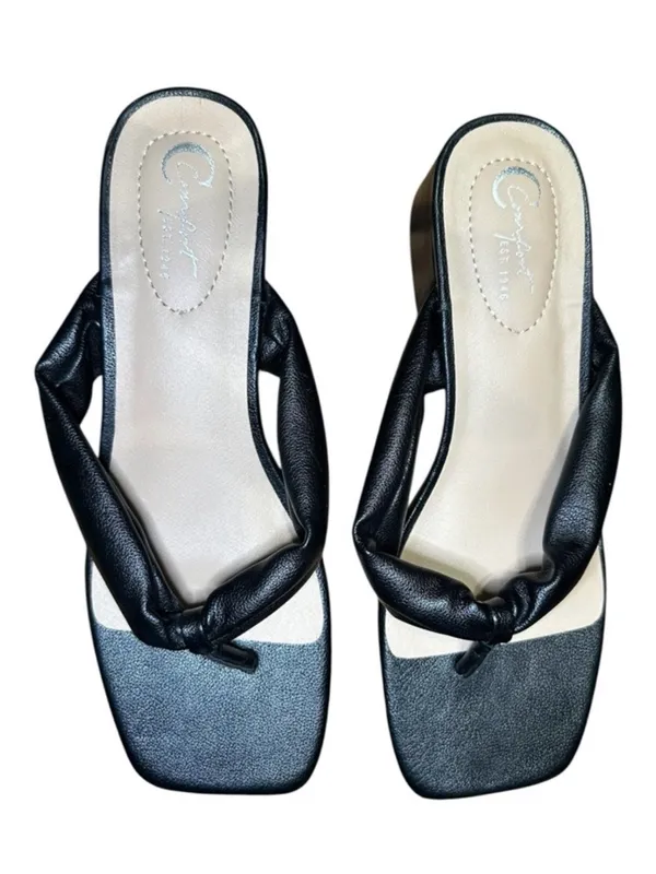 C. EST 1946 Leather Slide Sandals 7 Black EUC - Image 5