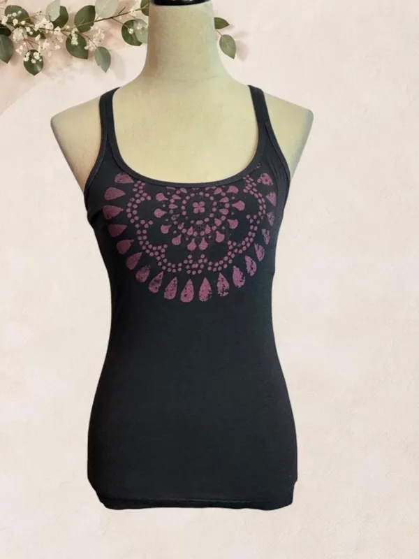 Green Apple Black Purple Mandala Racerback Tank Top Size M - Image 3