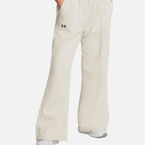NWT Under Armour Womens Cream Rival Fleece Wide Leg Textured Sweatpants XL - Image 4