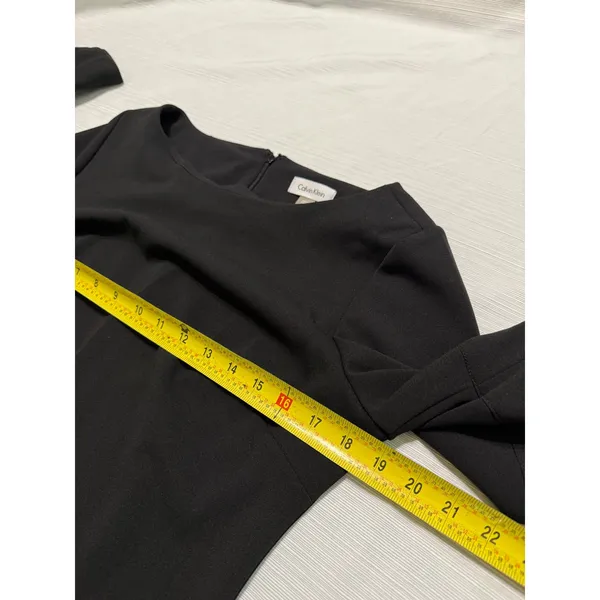 Calvin Klein Black Bell Sleeve Bow Sheath Dress Womens 12 Boat Neck CD8C117L - Image 3