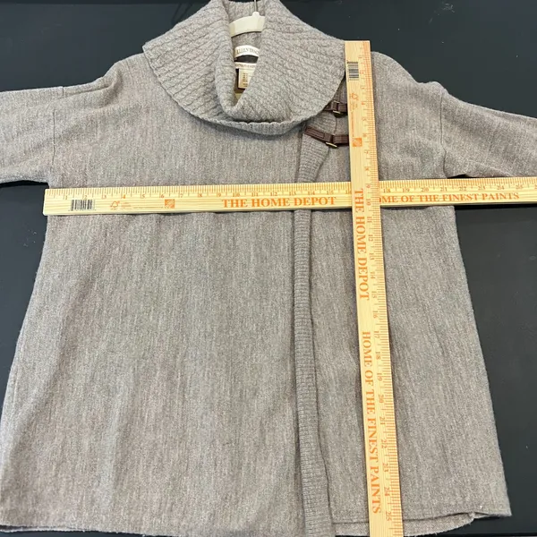 Ellen Tracy Beige 100% Merino Wool Cowl Neck Buckle Accent Pullover Sweater XL - Image 7