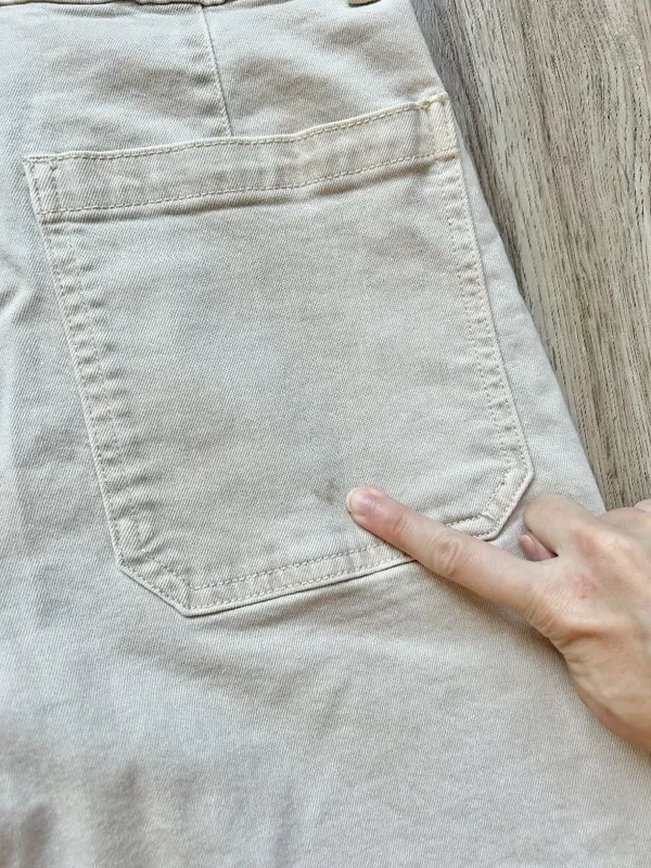 Mango Women's Floral Embroidered Wide Leg Crop Khaki Pants Size 8 - Image 8