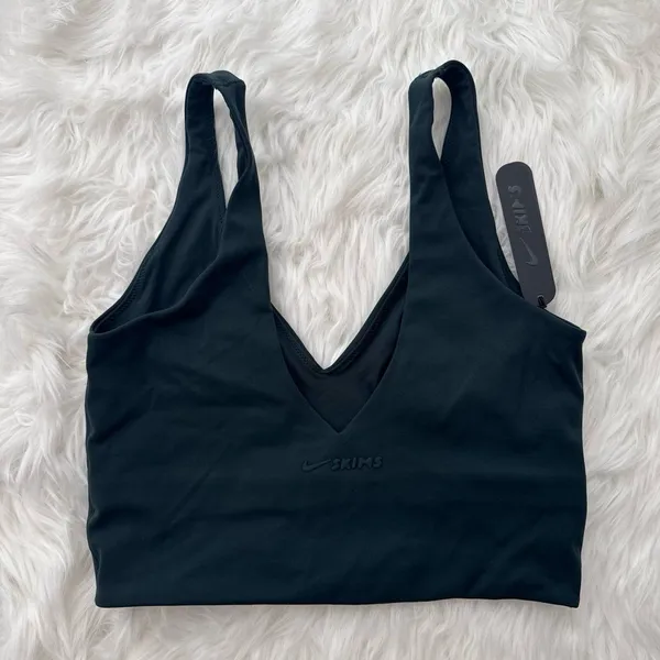 Nike Skims Matte V-Neck Longline Bra Dark Teal Size Small - Image 6