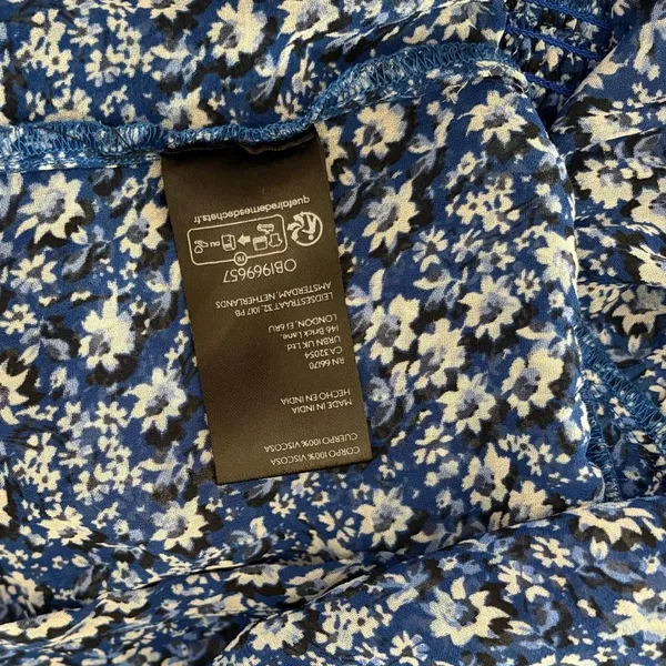 Anthropologie MAEVE Square Neck Sheer Babydoll Top Blue White Floral Large‎ - Image 13