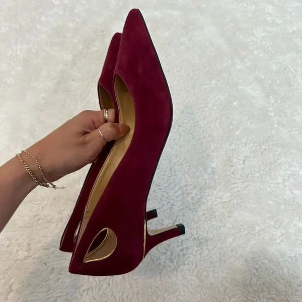 NWOT Talbots Womens Burgundy Suede 2” Classic Heels Pointed Toe 5.5 M - Image 3