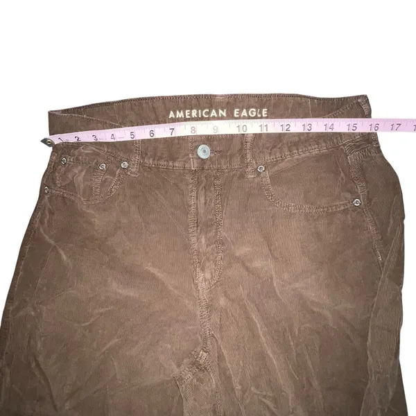 American Eagle Low Rise Skater Jeans Women Brown Corduroy Pants Size 10 Flare‎ - Image 4