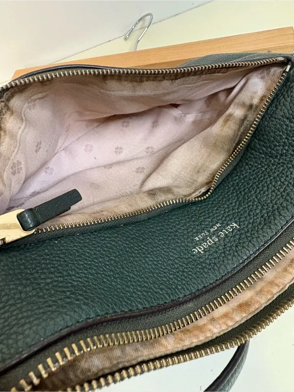 kate spa Kate Spade NY Jackson Forest Green Leather Crossbody Bag Purse Top Zip - Image 9