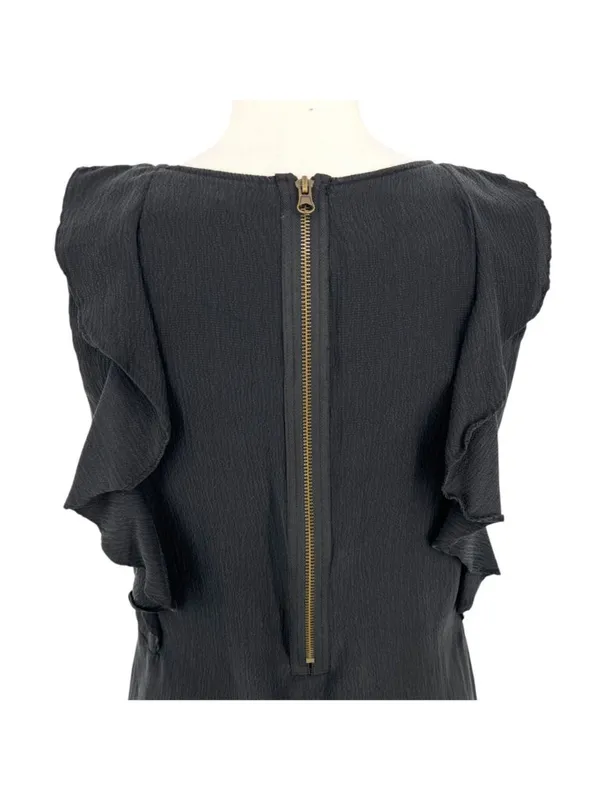Sanctuary Black Silk Ruffle Sleeveless Top Blouse Large Romantic Dark Coquette - Image 5