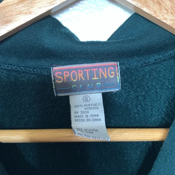 Vintage 1990s Sporting Club Green Knit Sweater Size S - Image 3