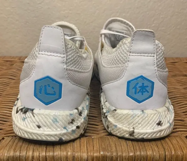 ASICS White and Blue Marbled Gel Sole Asymmetrical Laces Size 10 - Image 5