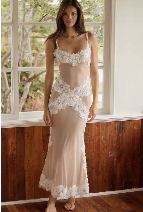 Anthropologie Kilo Brava embroidered sheer maxi slip dress - Image 3
