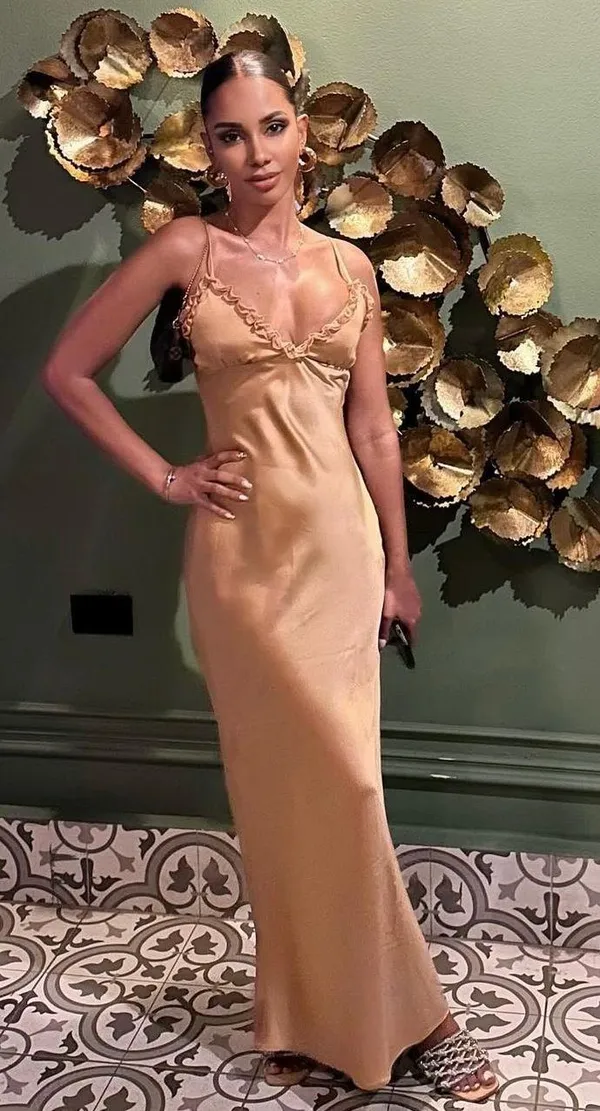 Zara maxi dress bodycon slip satin ruffle carmel evening wedding cocktail - Image 11
