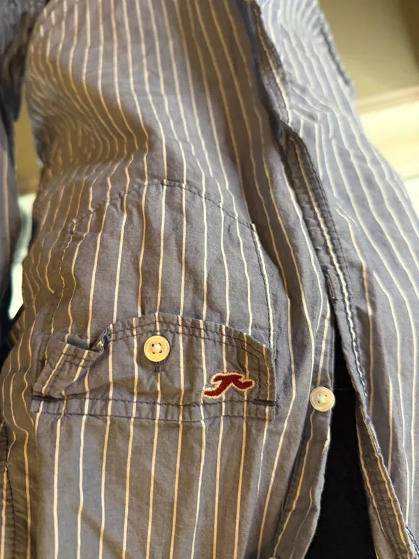 Hollister Women's Blue and White Striped Long Sleeve Button Down Shirt Size M - Image 2