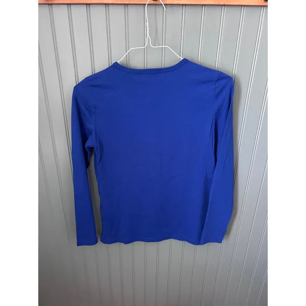 Lauren Ralph Lauren Active‎ Royal Blue Long Sleeve Crest Logo Cotton Top Small - Image 4