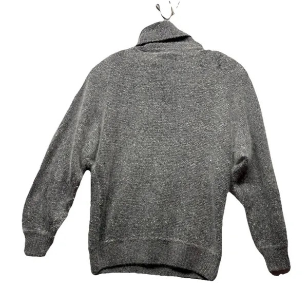 Vintage Silk Angora Wool Blend Gray Paisley Beaded Turtleneck Sweater Sz Small - Image 4