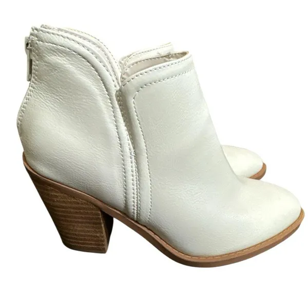 Anthropologie Joie Kayden Off White/Cream Leather Heeled Ankle Boots - Image 6