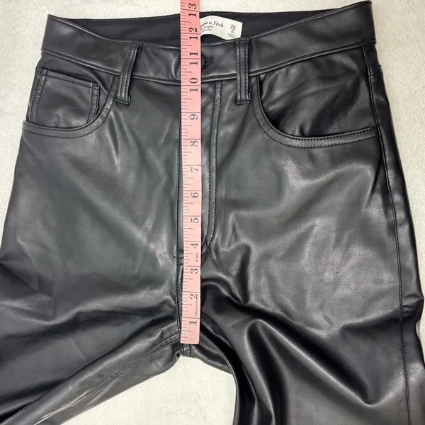 Abercrombie‎ & Fitch 90's Straight Ultra High Rise Faux Leather Black Pants 26 - Image 5