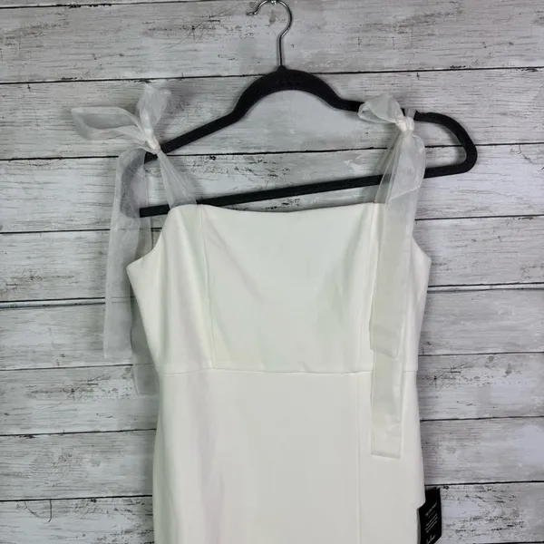Lulus Romantic Celebration White Tie-Strap Bodycon Midi Dress Size Medium - Image 4