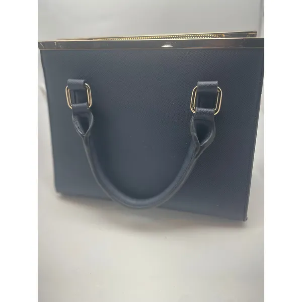 Dune London Navy Blue Structured Satchel Handbag Gold Hardware Women's Purse - Image 3
