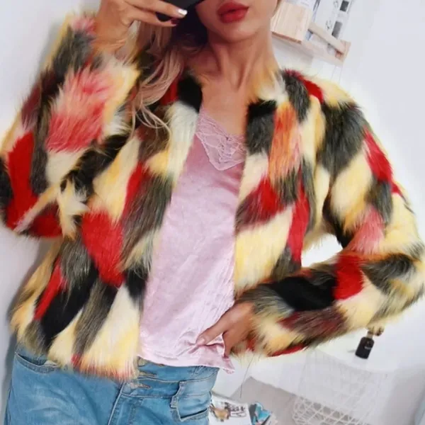 NEW Womens Shabby Faux Fur Jacket Lined S - Image 2