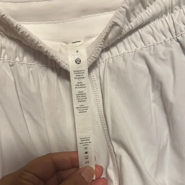 Lululemon Athletica White Athletic Shorts with Flowy Fit - Image 3