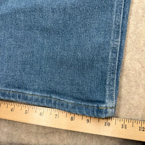 Spanx Womens Large Quiet Luxury Blue Boho Retro Wide Leg Denim Jeans Casual Chic - Image 12