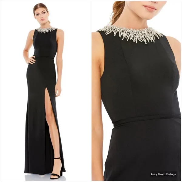 Mac Duggal 26516 Sleeveless Rhinestone Collar Column Gown Black 16 - Image 2