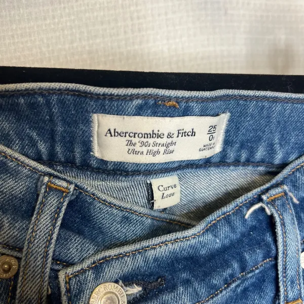 Abercrombie & Fitch Curve Love 90 Straight Ultra High Rise Criss Cross Jeans 25R - Image 4