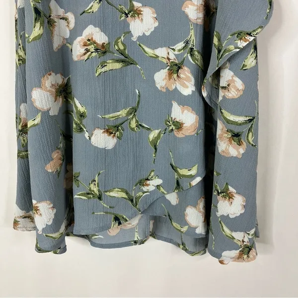 Entro Blue Polyester Gauze-Like Floral Layered Sleeveless Mini Dress Women Small - Image 2
