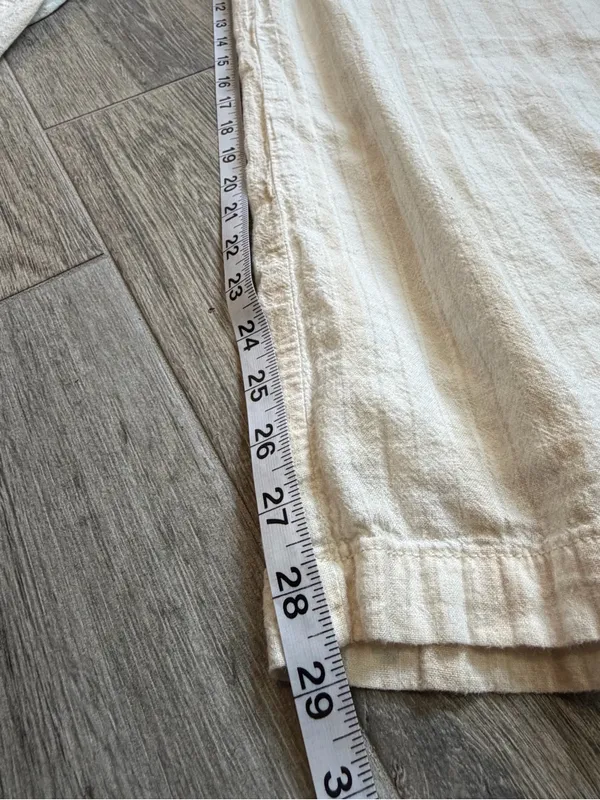 American Eagle Outfitters White Linen Wide Leg Pants Size 8 Casual Summer - Image 9