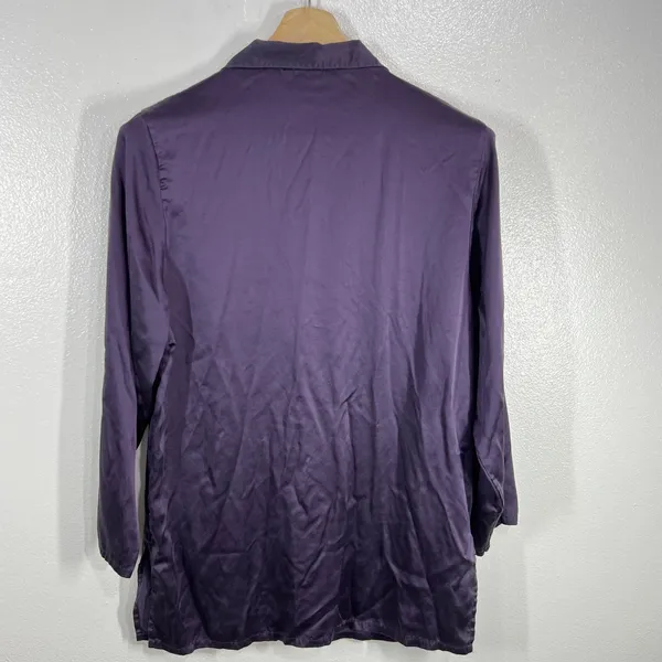 Victoria's Secret Sleep Shirt‎ Top Button Down 3/4 Sleeve Purple Size Medium - Image 3