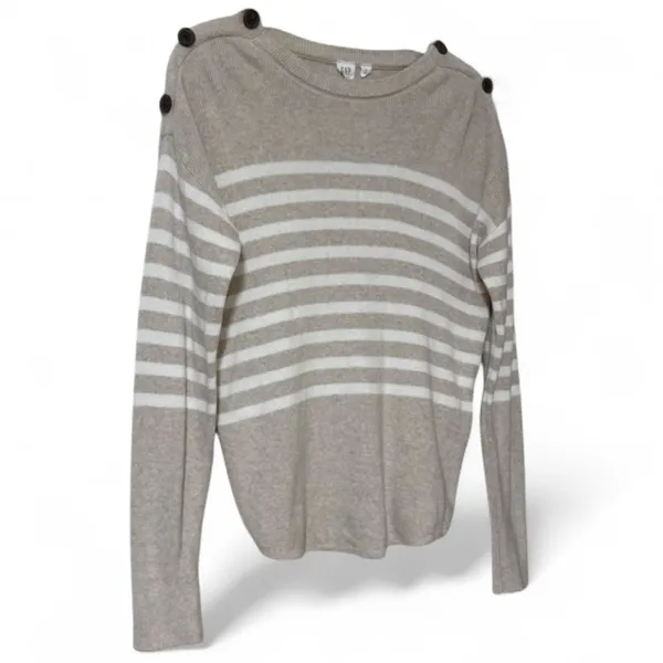 GAP Striped Button-Shoulder Sweater, Size Small - Image 6