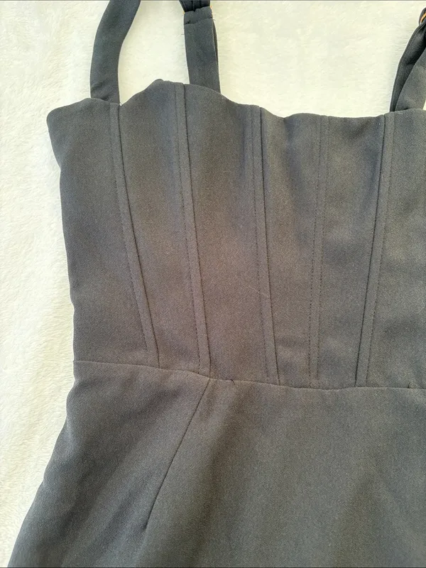 Oh Polly size 4 new corset bodice Black Mini Dress Structured lbd party night - Image 2