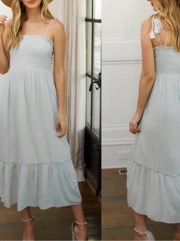 Lulus Smocked Midi Sundress with Tie Straps - Image 2
