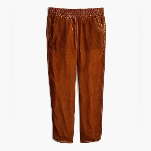 Madewell Track Pants‎ in Brown Velvet with Pockets - Image 2