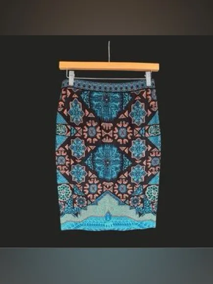 PERUVIAN CONNECTION Knit Stretch Tube Skirt Patterned Aztec Geometric
Medium - Image 2