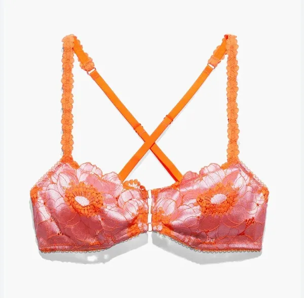 Savage X Fenty Bra Womens XS Perfect Poppies Unlined Lace Demi Racerback pink - Image 10