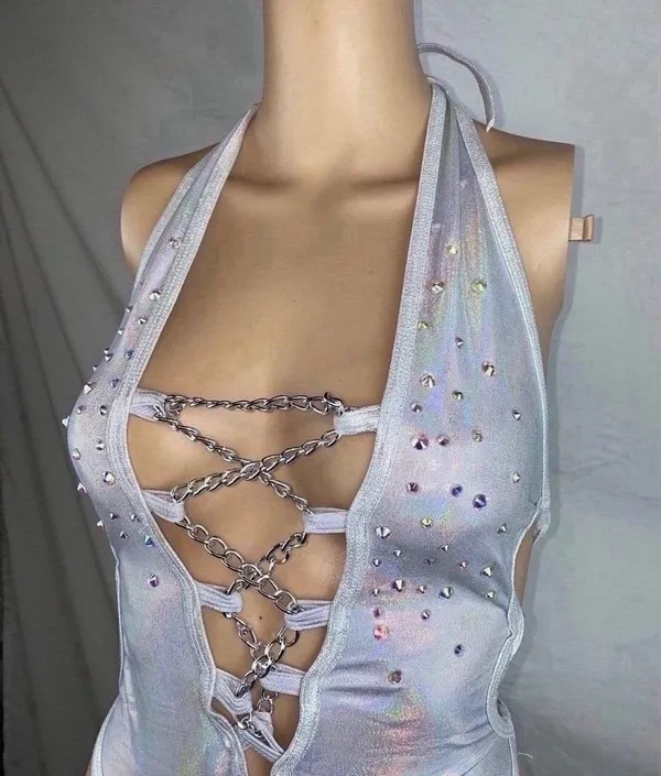 NEW Lingerie Bodysuit Silver - Image 3