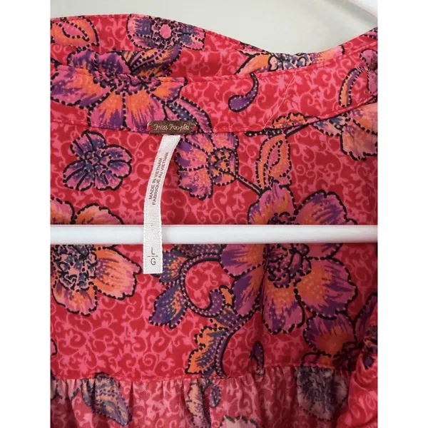 Free People $98 I Got You Floral Ruched V-Neck Cropped L/S Blouse Top Sz L - Image 3
