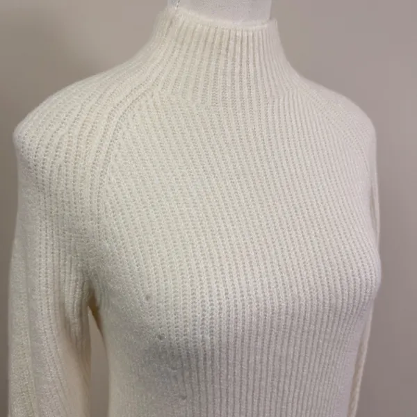 Abercrombie & Fitch Cream Ribbed Mock Neck Long Sleeve Sweater Dress XST NEW - Image 5