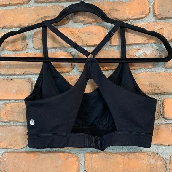 Zella Scoop Neck Low Impact Sports Bra Keyhole‎ Racerback Wireless Black Size S - Image 2