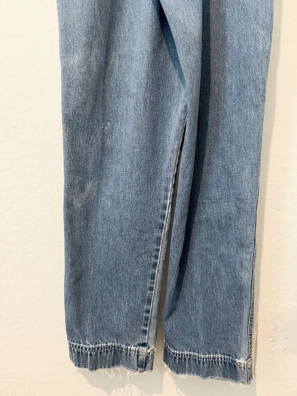Gap Vintage Overalls Size Small Blue Rigid Denim Relaxed Straight Leg Distressed - Image 12