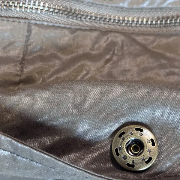 Liz Claiborne Lightweight Utility Jacket Women's L Metallic Brown Zip Snap Waist - Image 7