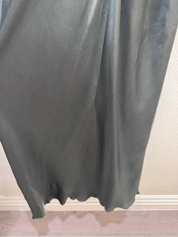 Shona Joy La Lune Balloon Sleeve Backless Midi Dress Slit Olive Green Size 4 - Image 8