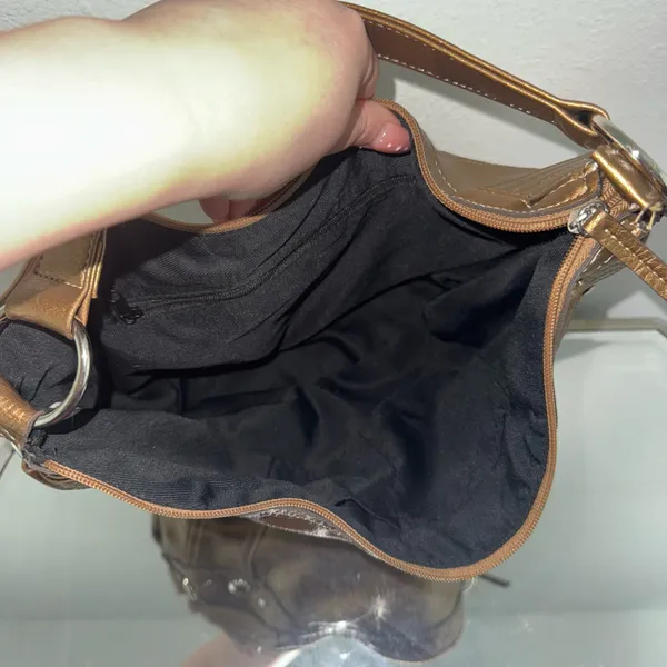 Vintage Y2K Metallic Copper Brown Studded Slouchy Hobo Shoulder Bag - Image 10