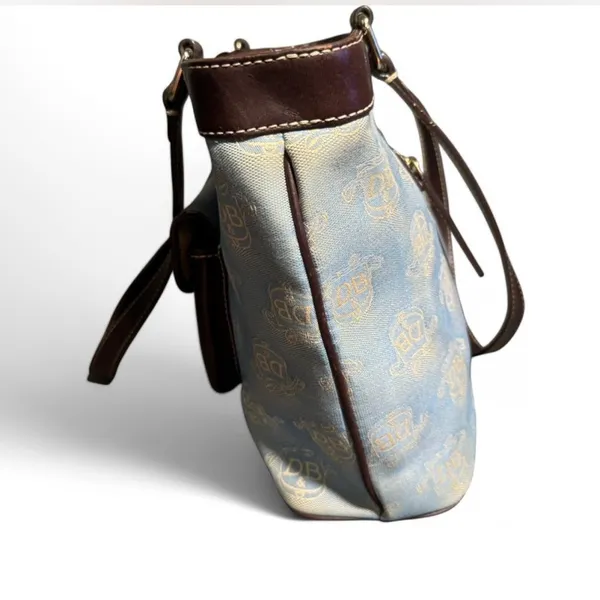Dooney & Bourke East West Canvas / Leather Trim Donegal Crest Tote Shoulder Bag - Image 5